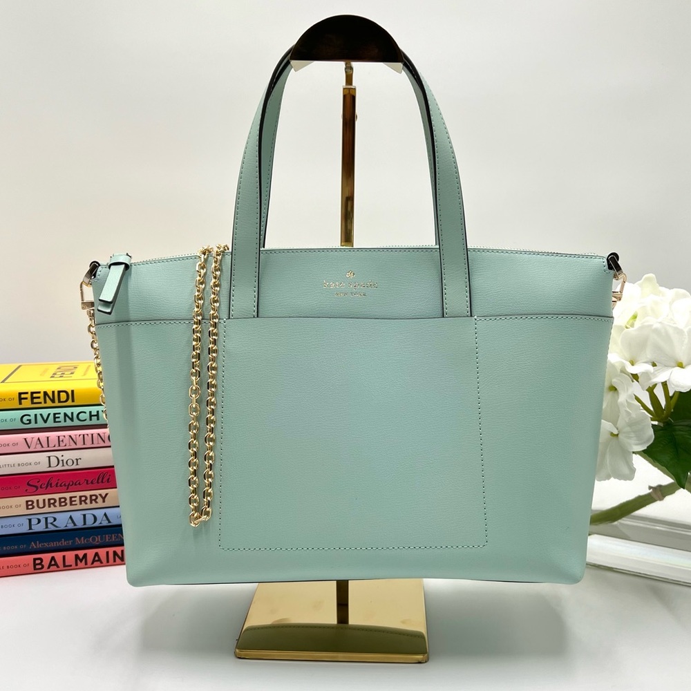 EUC Kate Spade Convertible Handbag/Crossbody Light Aqua Blue with Teal Interior